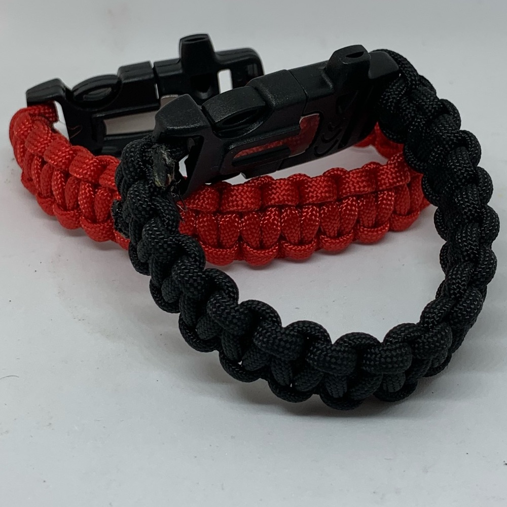 Lot of 2 Survival Paracord Bracelet w/ Firestarter